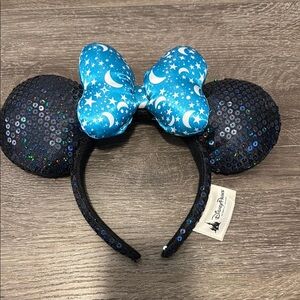 Disney Parks Sequin Mickey Ears with Blue Star Bow